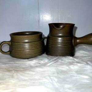 Denby Langley Sherwood Stoneware Vintage Pottery Cream and Sugar Set